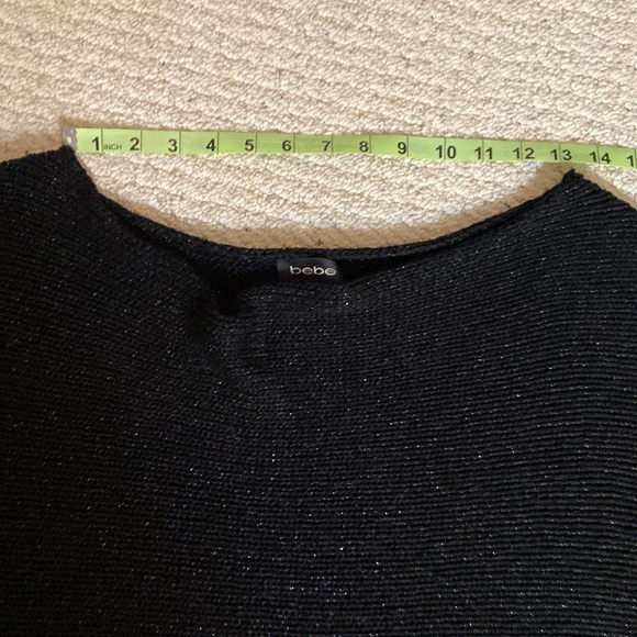 bebe Scope Neck Black & Silver Metallic Surplus LS Sweater Tunic - Picture 9 of 11